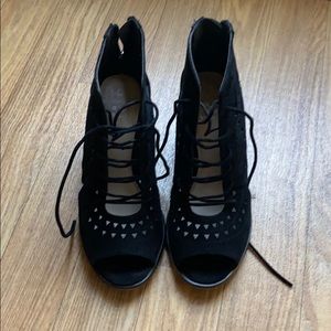 Vince Camuto | Black Suede Lace-Up Booties Size 7